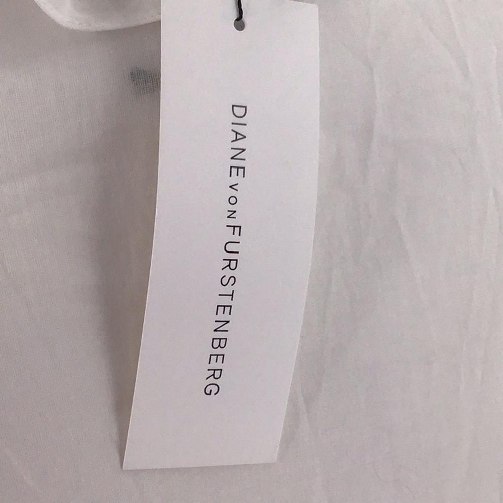DVF Sita white boho top NWT open front shear sz 12 - Picture 5 of 9